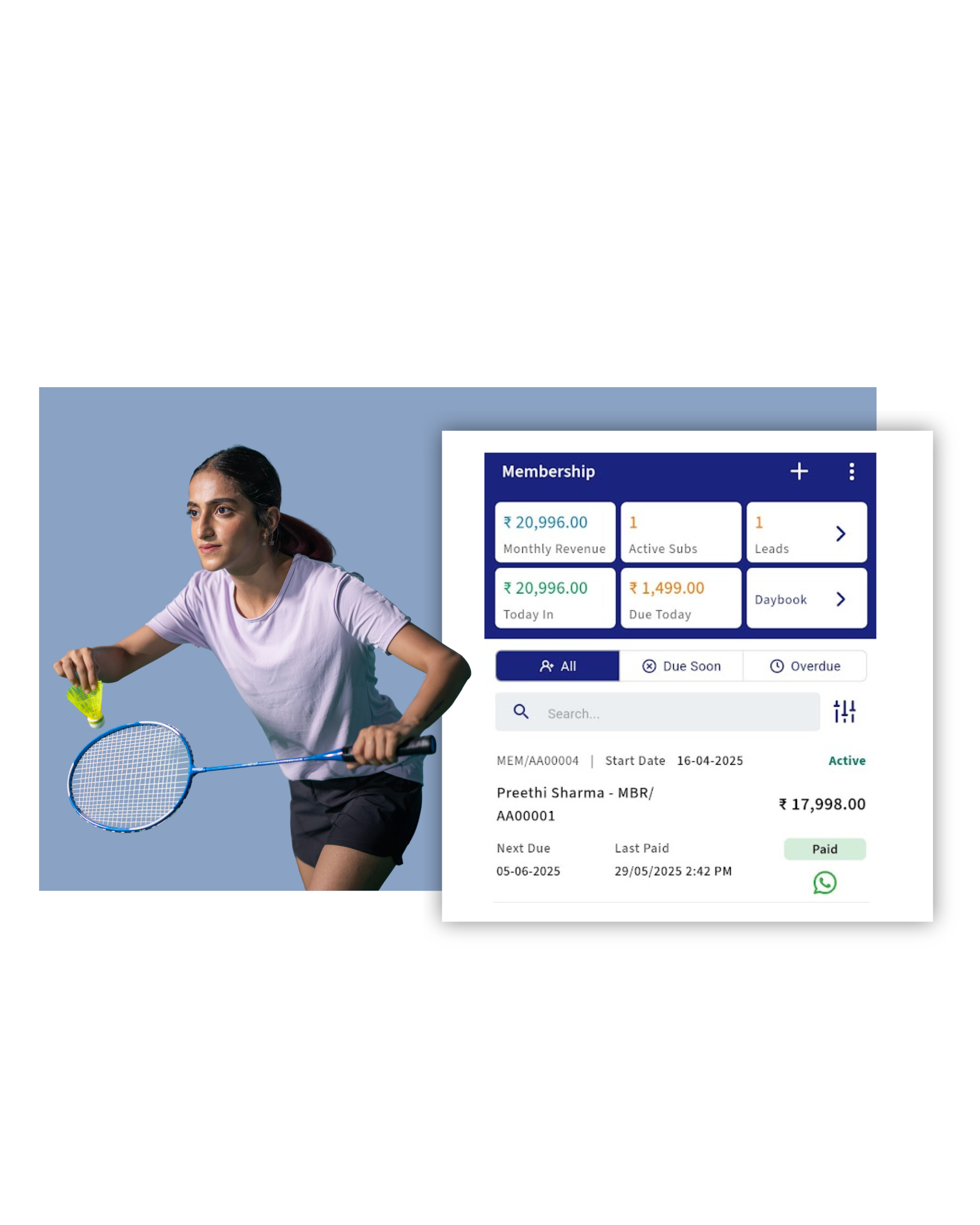 badminton membership Player management in badminton academy software